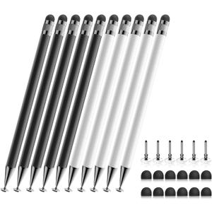 Bopomofo Stylus (10 Pcs), 2-in-1 Stylus Pen for Touchscreen, High Precision and Sensitivity, Suitable for iPhone/ipad/Android Tablets, Compatible with Touch Screens,Black/White