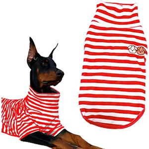 Turtleneck Dog Shirt Cute Doggie Embroidery Super Soft Dog Sweatshirt Stretchy Striped Puppy Pullover for Cats Small Medium Large Dogs (Red Striped, XX-Large)