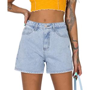 CHICZONE Womens Mid-High Waisted Ripped Denim Jean Shorts Cutoff Stretchy Summer Hot Short Pants (Large, 4-light Blue)