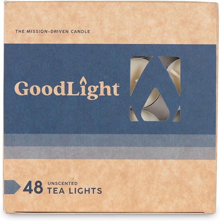 GoodLight Unscented Vegan and Paraffin-Free Tea Light Candles (48 Candles)