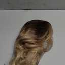 Honygebia Blonde Wig with Bangs - Long Wavy Ombre Curtain Bang Wigs for White Women, Light Ash Blond Dark Roots Synthetic Heat Resistant Hair, Natural Cute Strawberry Wigs for Halloween/Christmas