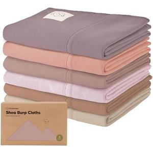 Organic Burp Cloths Baby Boy, Girl - 6-Pack Large Cotton Burping Cloths for Babies, Spit Up Rags, Super Absorbent, Ultra Soft Newborn Rag, Gender Neutral, Machine Washable, Durable (Mauve)