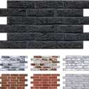 Commomy 3D Brick Wall Panels Peel and Stick - 12 pcs of 22.8" x 11.8" - Thin & UrltraLight Faux Black Brick Wallpaper Stick on Tile for Kitchen, Bedroom, Living Room,TV Background(Covers 22.48 sq.ft)