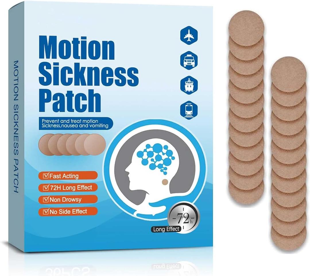 5 x 20PCS Motion Sickness Patches, Anti Nausea Sea Sickness Patch for Cruise, No Side Effects for Car and Boat Rides, Ships, Cruise and Airplane & Other Forms of Transport - for Adults and Kids (20PCS)