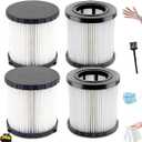 4 Pack DCV5801H HEPA Replacement Filters Compatible with DEWALT DCV580, DCV581H, DCV5801H Wet/Dry Vacuum, Washable & Reusable Vacuum Filter for 20V MAX Cordless Vacuums
