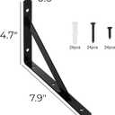 Hiceeden 12 Pack Heavy Duty Shelf Brackets, 8 in x 5 in Wall Mount Steel L Shelf Bracket, Angle Brackets for Floating Shelves, Black Metal Powder-Coated