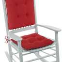 Klear Vu Porch Rocking Chair Cushion Set for Indoor and Outdoor Use, Assembled in The USA, Easy to Clean Stylish Seat and Back Pads with Fabric Ties, 20" x 17" x 2", Solid Red