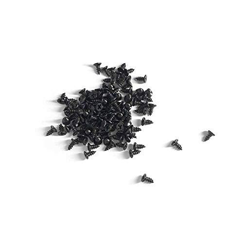 Small Screw, BLUELEC Antique Style Finish Wood Screws for Fastening Plank, Plastic Materials or Resin Plywood, 45° Flat Head, Phillips Drive, 100pcs, (2.5×6mm, 0.1×0.23inch, Black)