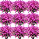 Hoteam 40 Bundles Outdoor Artificial Flowers Plants Uv Resistant for Outside Faux Flowers Plastic Fake Plants Outdoor Summer Fall Four Seasons Decoration Shrubs Garden Porch Box Decor (Purple Red)