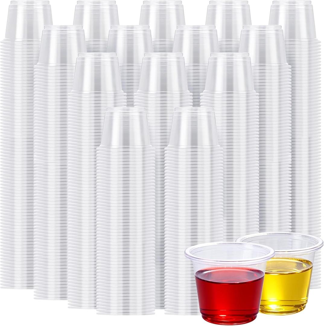 Lamosi 1000 Count 1 oz Plastic Shot Glasses Disposable, 1 Ounce Clear Jello Shot Cups for Whiskey, Wine Tasting, Sauce, Food Sample