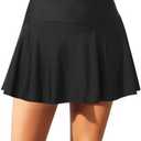 Tempt Me Women High Waisted Swim Skirt Swimsuit Skirted Bottom Athletic Bathing Suit Skirt with Panty, Size L