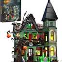 iATOM Haunted House Building Set with Lights, Halloween Mansion Building Toy for Adults, Gift for Christmas, Horror Village Town Architecture Include Pumpkin Skeleton Spooky Bat Cat, F-C9987