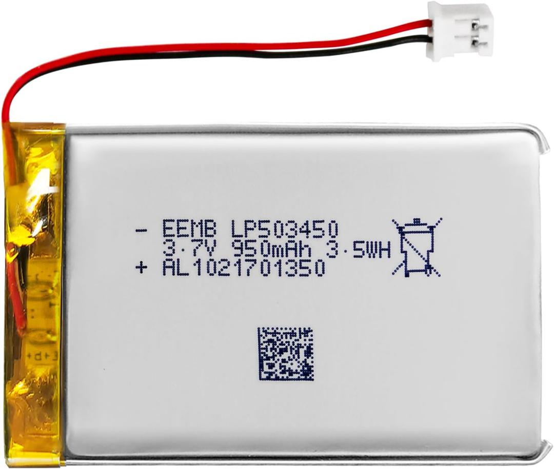EEMB 3.7V Lipo Battery 950mAh 503450 Lithium Polymer ion Battery Rechargeable with JST Connector Make Sure Device Polarity Matches with Device Before Purchase