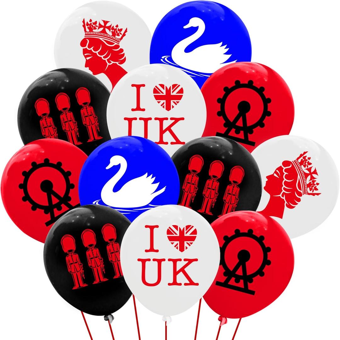 50PCS Union Jack Flag Balloons for British Flag UK London England Party Favors Supplies Decorations Birthday Party Decorations Supplies Favors Carnival Events Prize Balloons
