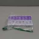 Shintop Am Pm Pill Organizer 7 Day, Push Button Weekly Pill Box 2 Times Removable Lid Medication Case Easy Fill Day Night Vitamin Container for Fish Oil Supplements (Purple & White)