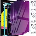2 x Milomdoi 3 Pack Gradient Colorful Privacy Screen Protector for iPhone 17 Pro [Anti-Blue Light Private Film], 3 Pacs Camera Lens Protector Accessories, Case Friendly, Anti-Spy Tempered Glass,Purple