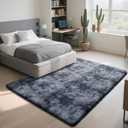 Fluffy Rug Shag Area Rug, Mottling Dark Grey 5x8 Area Rugs for Bedroom, Small Bedside Rug, Soft Fluffy Shag Entryway Throw Rugs for Living Room Bedroom Kids Room Home Decor