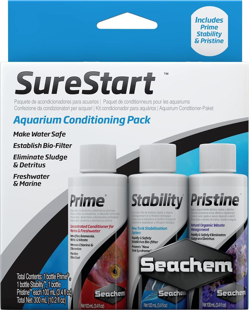 Seachem SureStart- 3 100 ml. Pack, Aquarium Conditioning Pack for Freshwater & Marine.