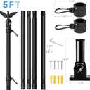 LETSTRY 5FT Flag Pole Kit for Outside House with American Flag & Solar Light,1" Thickened Stainless Steel Wall Mount Flagpole with 180Adjustable Bracket for Residential Outdoor Porch, Black