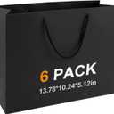 MUIIGOOD Gift Bags With Handles Paper Gags Medium Bulk For Party Shopping Birthday Wedding (6Pcs Black-35 * 26 * 13cm)
