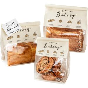 Vinland Window Opening Bread Paper Bag, with Steel Wire Edge Sealing, No Need for Stickers, Suitable for Bread, Cookies, and Snacks (5.1x3.9x11 inch 50)