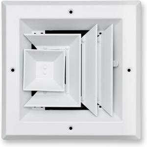 Fits 6x6 Duct Opening 3 Way Aluminum Square Ceiling Diffuser by Handua | Register Vent Cover Grille for Ceiling | Rust Proof | White | Outer Dimensions: 7.75" X 7.75"