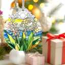 3 x Christmas Ornaments: Stained Glass-Style May Birth Flower Ornament  Christmas Tree Decorations, Holiday Party Gifts, Mother's Day & Birthday Gifts for Women, Mom & Grandma | Birth Flower Gift