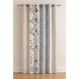 Rajbhoomi Assorted Sari Colorful Curtains Light-Filtering  Boho Curtains, Bed Canopy Panel, Tapestry or Window Treatment White Color (84 X 43 Inches)