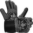 BBQ Gloves, 1472F Extreme Heat Resistant Grill Gloves, Non-Slip Food Grade Silicone Oven Mitts for Kitchen, Cooking, Barbecue, Baking, Smoker Gray(11inch)