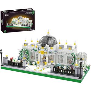 Neoclassical Garden Square Micro Blocks Building Set 2397 PCS Architecture Model with Central Grand Piano & Crystal Dome Street ViewToy for Adults Home Decor Gift