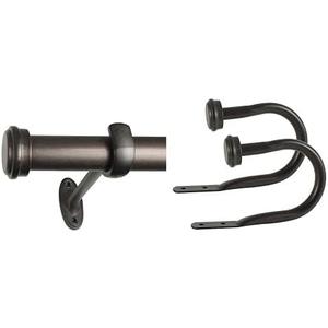 Decopolitan End Cap Single Rod Set, 18 to 36-Inch, Toasted Copper and Decopolitan Cap Curtain Holdback, Copper