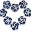 Lot of 8 Bling Rhinestones Camellia Flower Iron on Patches, Heat Transfer Bedazzled Appliques Craft DIY Garment Decoration Accessories