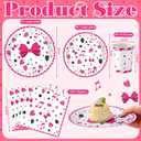 Domensi 250 Pcs Pink Cartoon Birthday Decorations Serves 50 Guests Pink Cartoon Theme Tableware Set Include Disposable Paper Plates Napkins and Cups for Baby Shower Party Supplies