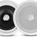 Pyle 8 Ceiling Mount Speakers (Pair)- 2-Way Stereo Speaker System with Easy Install Flush Design - Directable 1 Titanium Dome Tweeter - 55Hz Freq Response for Deep Bass - 300W Peak Power (White)