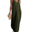 Womens Loose Casual Strappy Sleeveless Long Maxi Summer Dress Pocekts (L, Army Green)