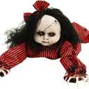Haunted Hill Farm Scary Haunted Crawling Baby Doll, Halloween Animatronic with Touch Activated Lights and Sound, Battery Operated Indoor or Covered Outdoor Halloween Decorations, Creepy Fright Props