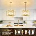 6 Light Gold Chandelier, Dining Room Light Fixture, Modern Farmhouse Industrial Metal Geometric Ceiling Light Rustic Hanging Pendant Lights with E12 base for Kitchen Island Entryway Foyer, Indoor