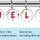 Halloween Help Me Scary Bloody Handprints Footprints Shower Curtain Hooks Set of 12 Rustproof Metal Shower Hooks for Curtains Rods Shower Curtain Rings for Bathroom Living Room Bedroom Decor (1.45x1.45x1.1 Inches)