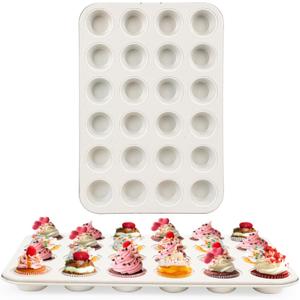 2-Pack 24-cup Beige Miffin Pan, Non-Stick Cupcake Muffin Tin, Ceramic Coating Safe Baking Cupcake Pan