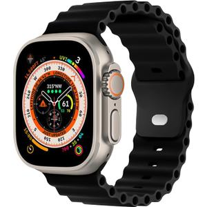 Ocean Silicone Band Compatible for Apple Watch 46mm 49mm 45mm 44mm 42mm, Sport Breathable Waterproof Adjustable Strap for iWatch Ultra/Ultra 2 Series SE 10 9 8 7 6 5 4 3 2 1 Men Women