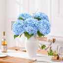 Waipfaru 21" Real Touch Blue Hydrangea Artificial Flowers with Long Stem & Leaves, Full Latex Faux Hydrangea Flowers for Home Decor Party Floral Arrangements Wedding Bouquets Centerpieces, 3Pcs