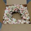 Spring Wreath for Front Door, 24 Inch Spring Forsythiaon Wreath Front Door Pink Forsythiaon Grapevine Wreaths for Festival Celebration Front Door Wall Window Decoration Home Decor