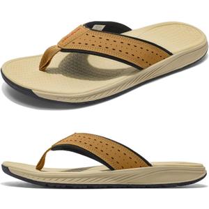 Flip Flop Thong Athletic Summer Sport Sandals with Arch Support Outdoor Summer Beach (10, Khaki)