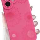 for iPhone 17 Case Hot Pink Flowers Floral Print | Shockproof Soft Silicone TPU Protective Cover for Girls Women, Fashion Design with Camera Protection, Wireless Charging