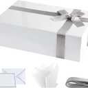 Purple Q Crafts Premium White Gift Box with Magnetic Closure - 14x9x4 inches - Includes Ribbon and Elegant Presentation Box for All Occasions