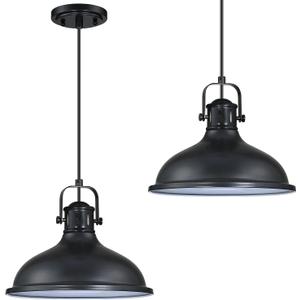 12" Black Dome Metal Farmhouse Pendant Light 2 Pack E26 Base UL Certified