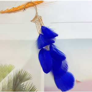 Women Feather Ear Hooks Long Tassels Decorative Dangles