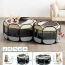 Cat Playpen, 60"x 24" Large Portable Puppy Playpen, 2-Room Foldable Dog Playpen for Indoor Outdoor Dogs, Cats, Small Animals with Carrying Case