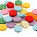 120 Round Wood Discs with Hole - Spacer Beads, Diffuser Beads, Blank Wood Charm Pendants for Christmas, Birthday, Board Tags, DIY Jewelry Earring Making (1 1/ 5", Multi)