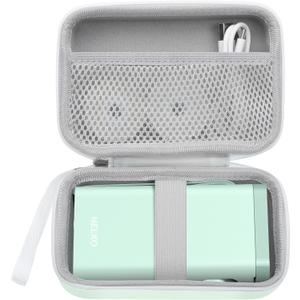 Nelko Genuine Case for P21 Label Maker, Compatible with Phomemo D30 D35 Label Maker, for NIIMBOT D11 D110, for JADENS/Memoking/SUPVAN, Box with Mesh Pocket for Batteries Accessories (Case Only), Green
